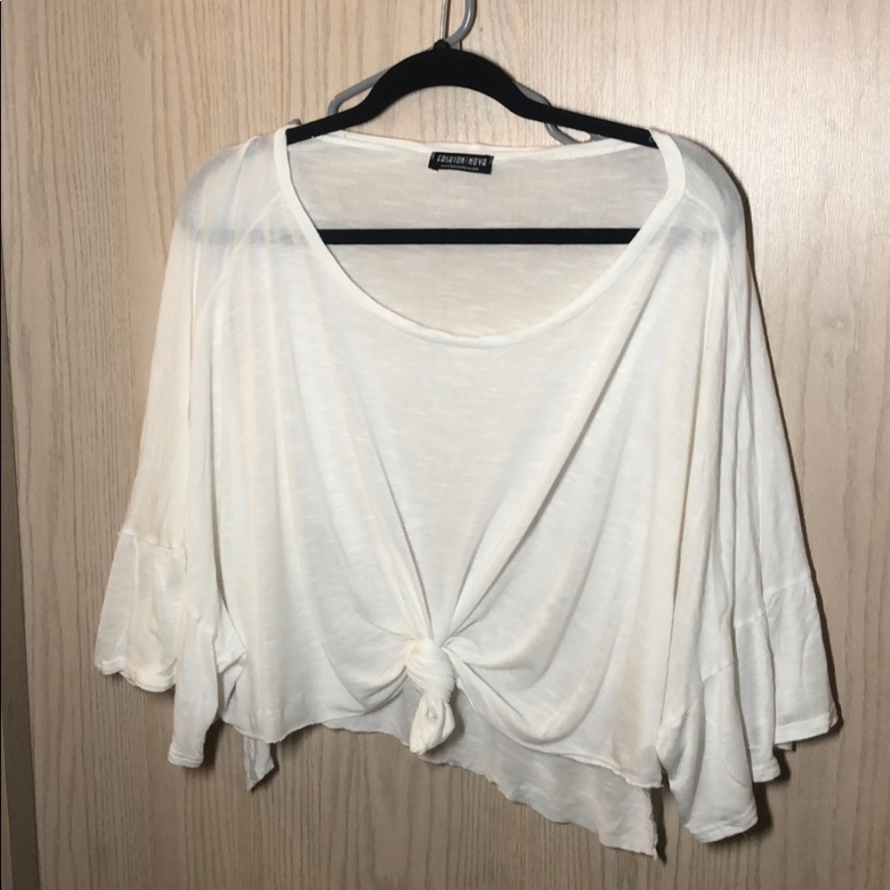 Oversized Sheer White Crop Top